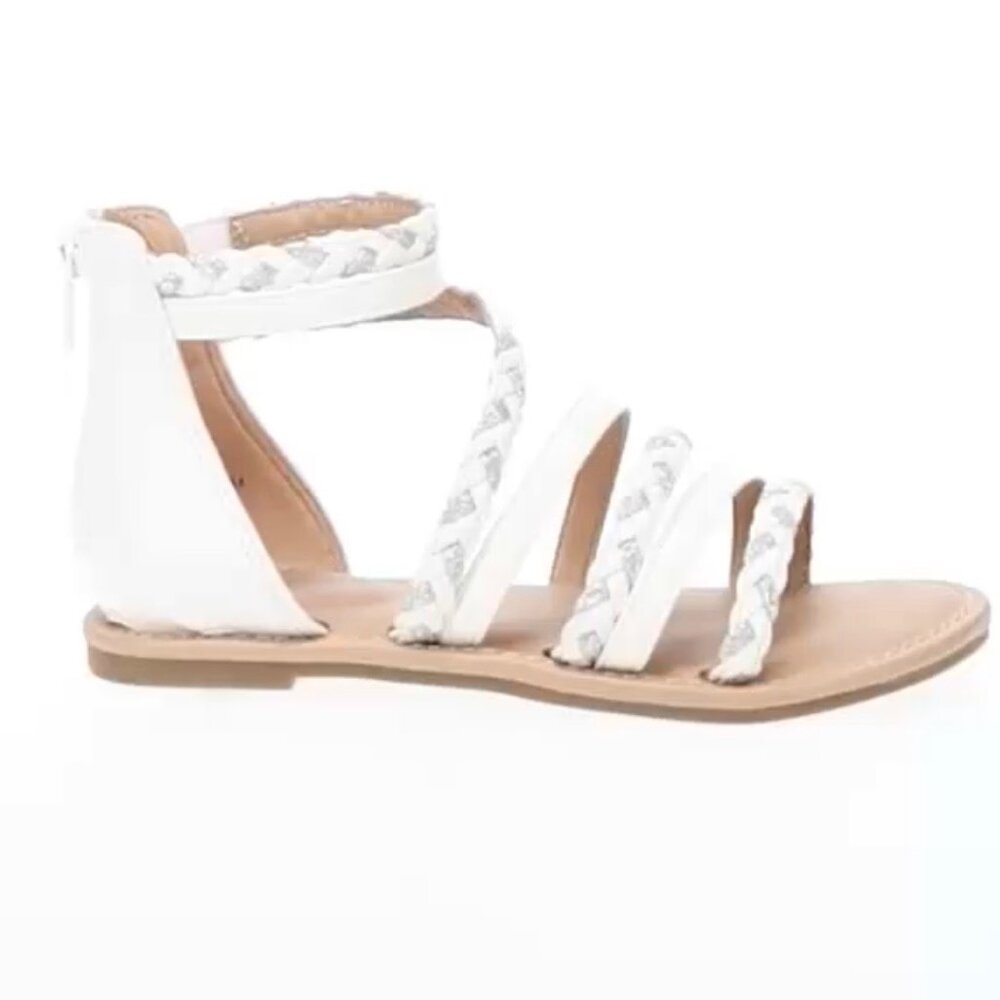SO Loganberry Girl's Gladiator Sandals White/Silver Size 4 New in Box!